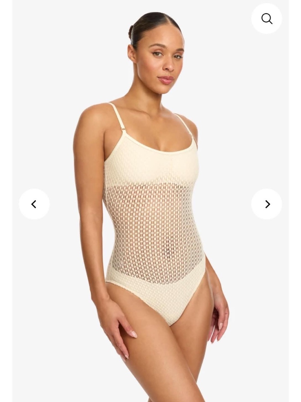 Robin Piccone Cream Crochet Mesh One-Piece Swimsuit